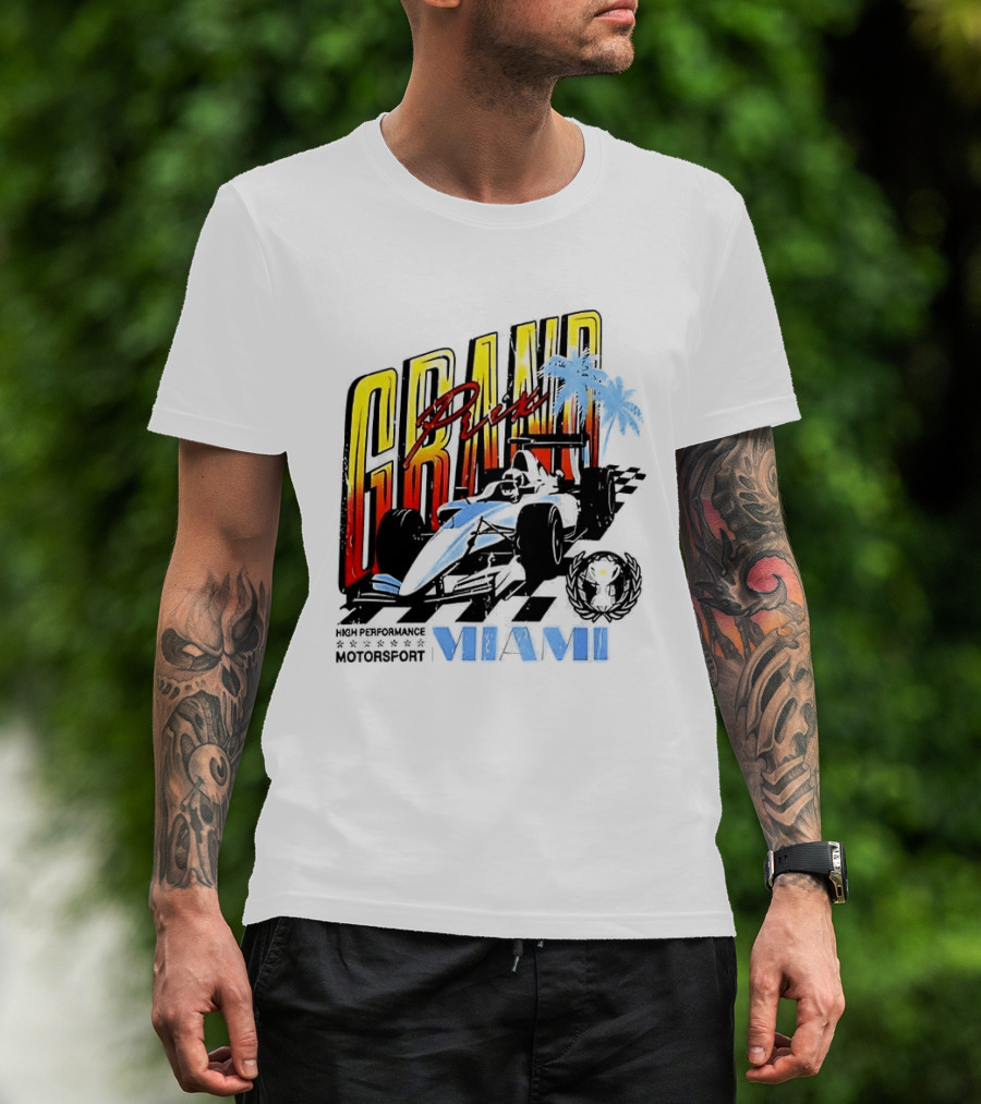 Chicago Bears Grand Prix Motorsport Miami Racing Car T-Shirt