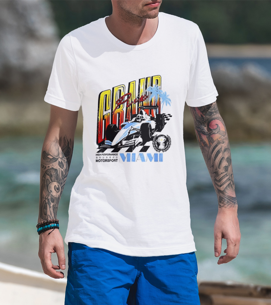 Chicago Bears Grand Prix Motorsport Miami Racing Car T-Shirt