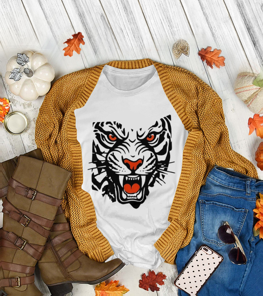 Cincinnati Bengals Open In Orange 2026 Season Tiger Face T-Shirt