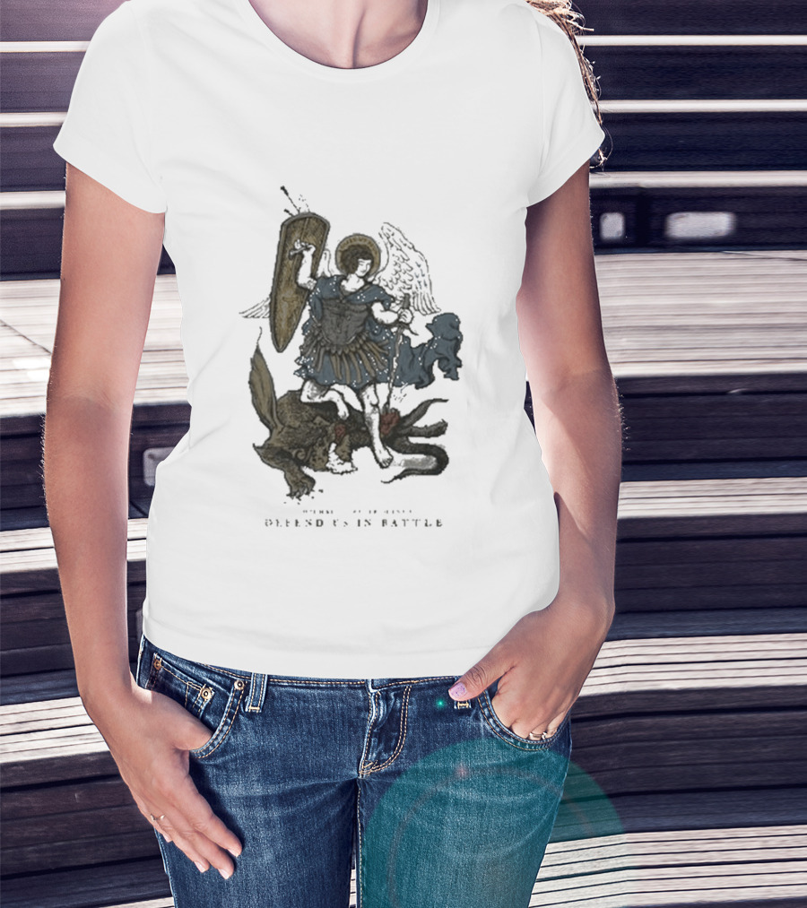 Saint Mxxxxxx Archangel Michael Defend Us In Battle Medieval Angelic Warrior T-Shirt
