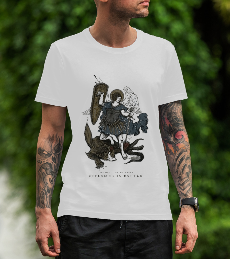 Saint Mxxxxxx Archangel Michael Defend Us In Battle Medieval Angelic Warrior T-Shirt