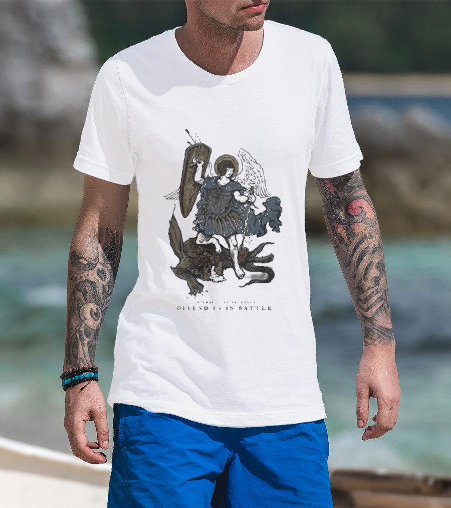 Saint Mxxxxxx Archangel Michael Defend Us In Battle Medieval Angelic Warrior T-Shirt