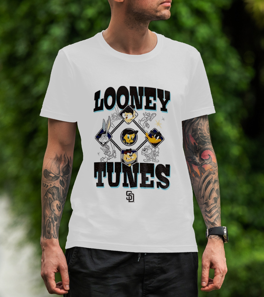 San Diego Padres New Era Looney Tunes MLB Cream Characters T-Shirt