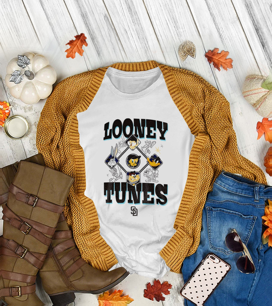 San Diego Padres New Era Looney Tunes MLB Cream Characters T-Shirt