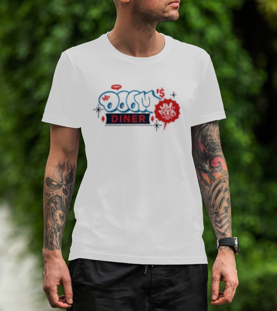Mf Doom Doom's Diner Comic Style Mask Red And Blue T-Shirt
