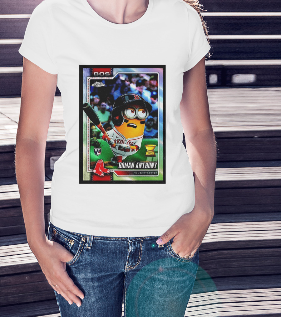 Minions Boston Red Sox Roman Anthony 2025 Topps Chrome Baseball Card T-Shirt