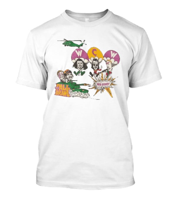 WCW Fall Brawl War Games Helicopter Cartoon Characters Explosion T-Shirt