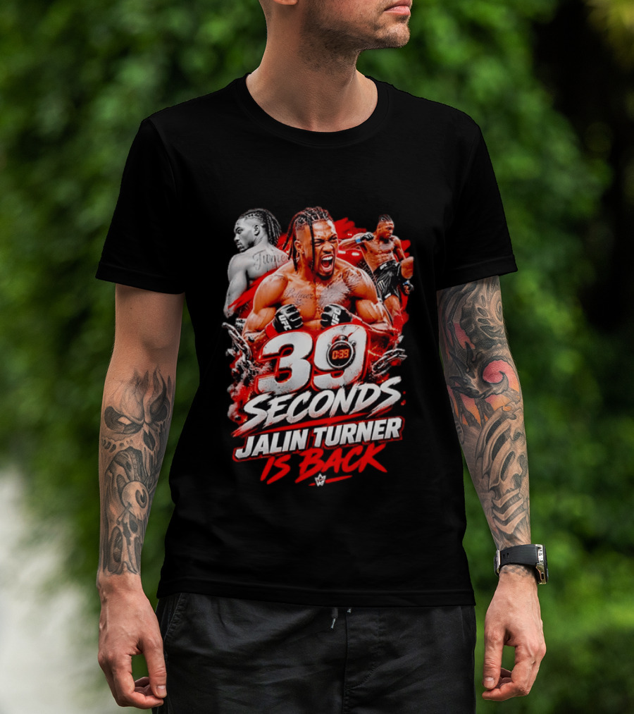 39 Seconds Jalin Turner UFC Fighter Photo Collage Red Glow Is Back T-Shirt
