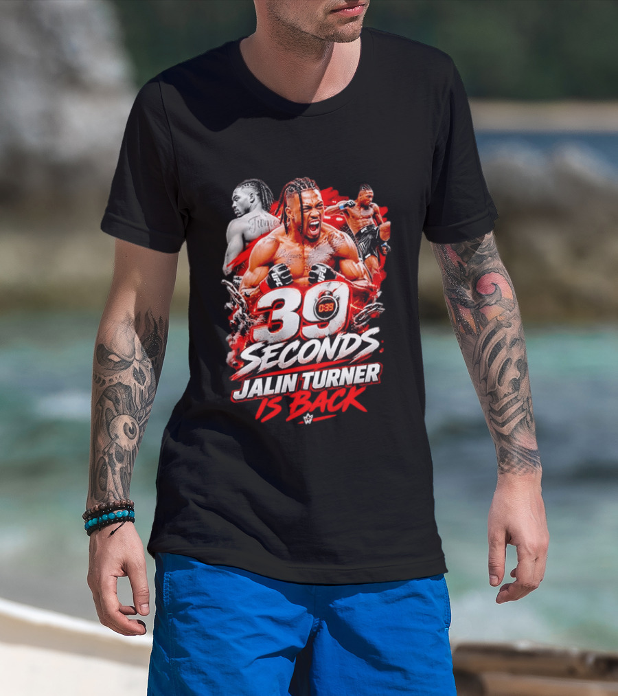 39 Seconds Jalin Turner UFC Fighter Photo Collage Red Glow Is Back T-Shirt