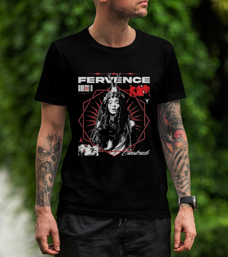 Fervence Constructs Hexagon Horned Crown Woman Red Tears T-Shirt