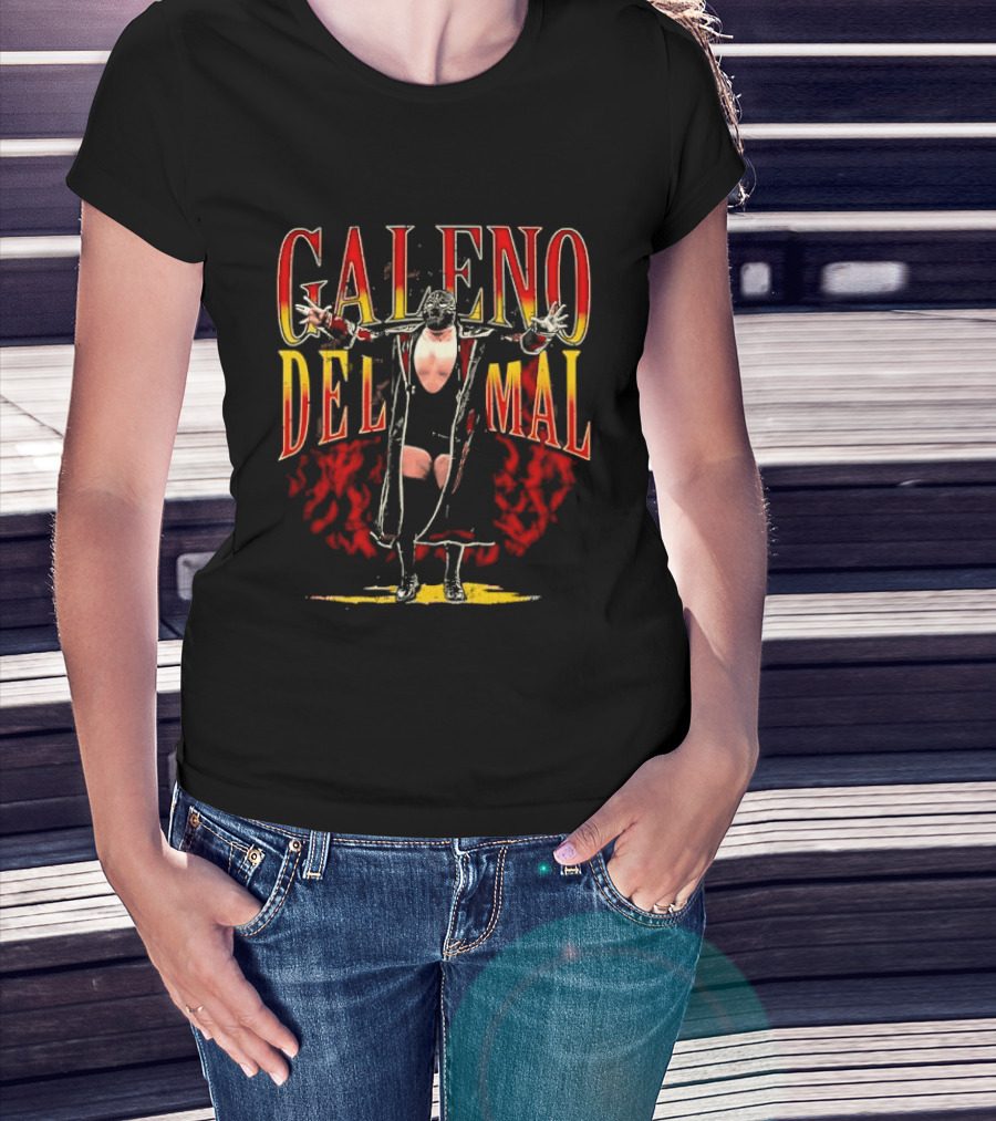 Galeno Del Mal Masked Wrestler Fiery Red Outstretched Arms T-Shirt