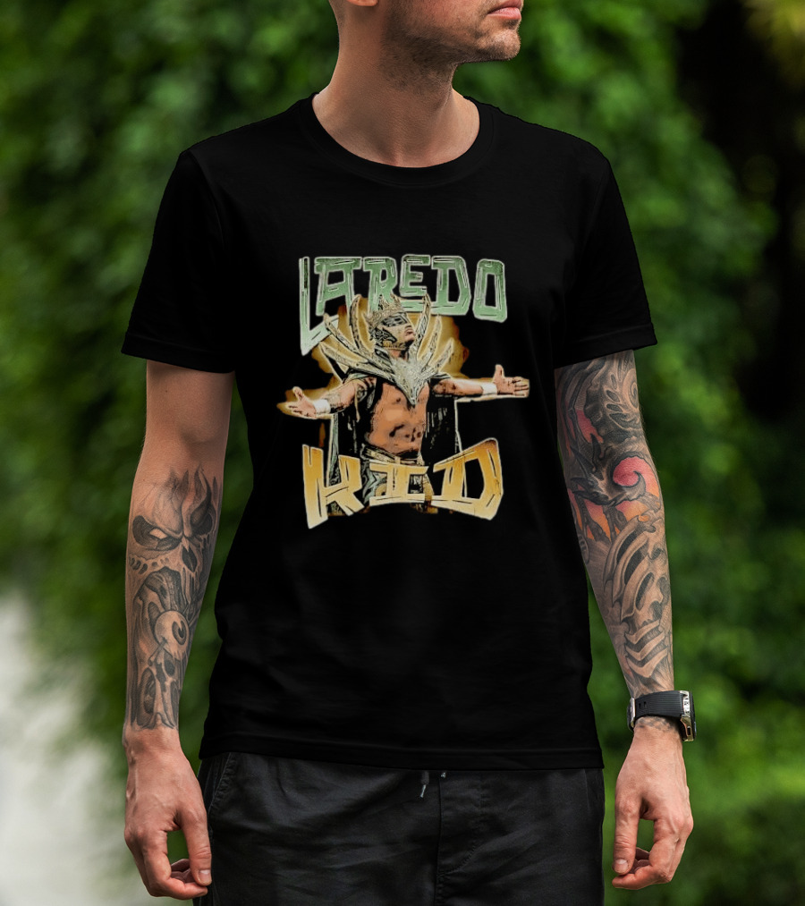 Laredo Kid Masked Luchador Arms Outstretched Distressed Luchador Champion T-Shirt