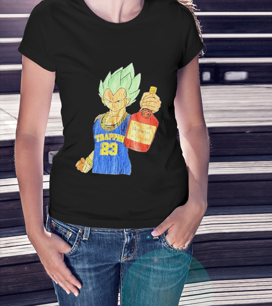 Hennessy Trappin 23 Anime Warrior Graphic Holding Bottle T-Shirt