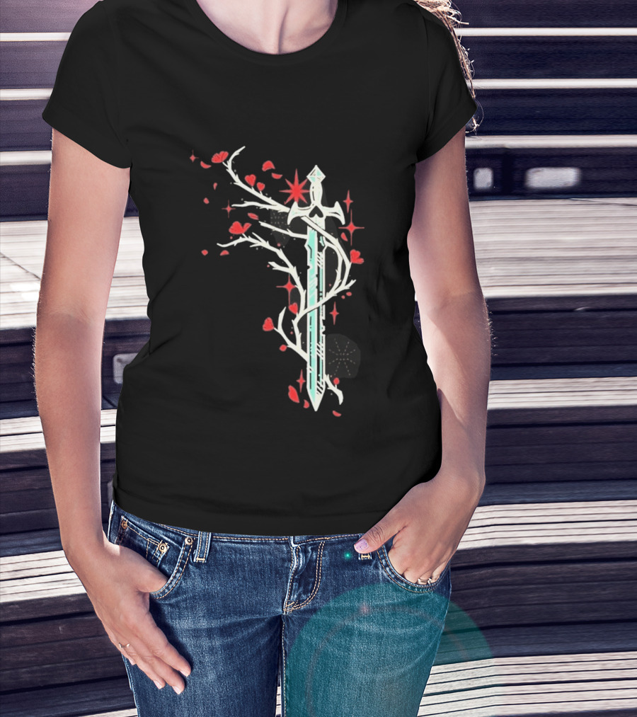 Lifesteal Sword With Red Petals Survival Gaming T-Shirt