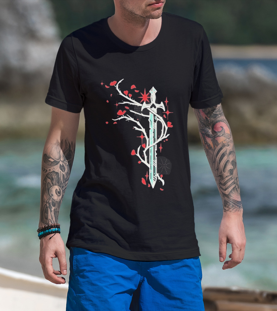 Lifesteal Sword With Red Petals Survival Gaming T-Shirt