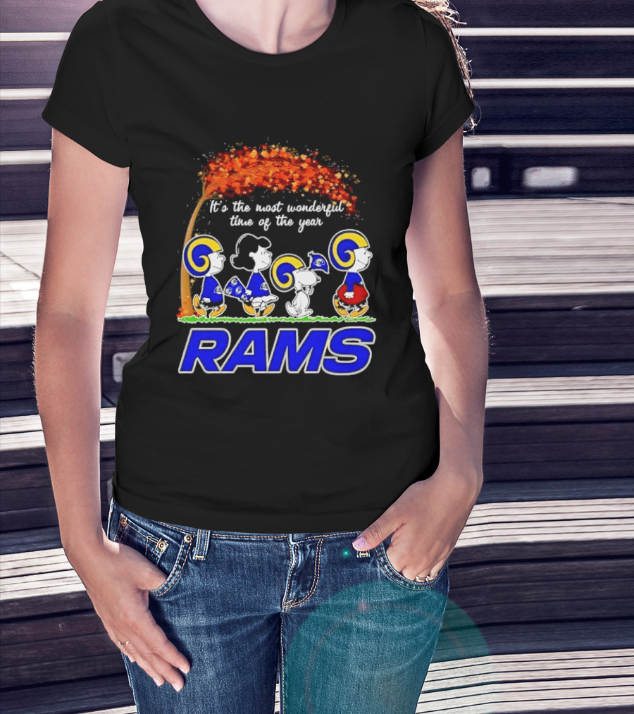 Los Angeles Rams It's The Most Wonderful Time Of Year Charlie Brown Snoopy Peanuts Football Fall T-Shirt