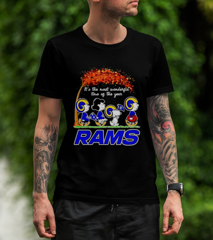 Los Angeles Rams It's The Most Wonderful Time Of Year Charlie Brown Snoopy Peanuts Football Fall T-Shirt