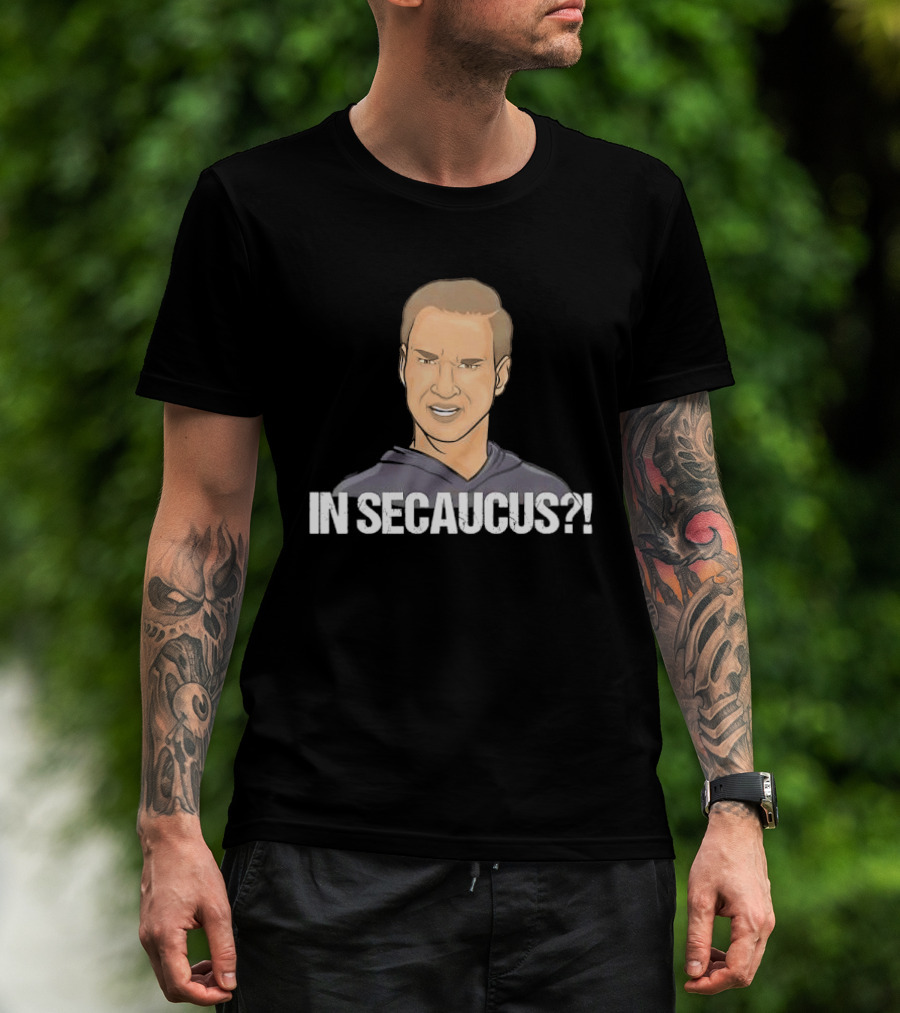 In Secaucus Cartoon Caricature Grimacing Man Face Expression T-Shirt