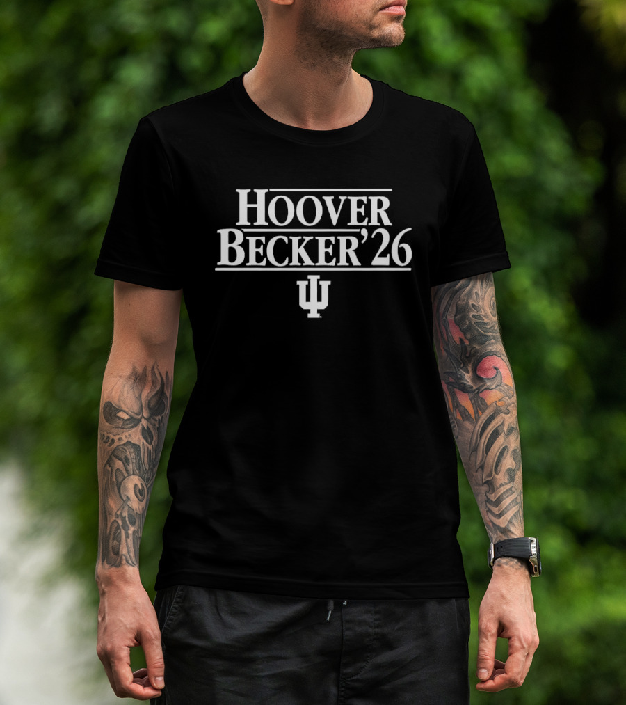Hoover Becker '26 IU Indiana Hoosiers NCAA Stranger Things Horizontal Bars T-Shirt