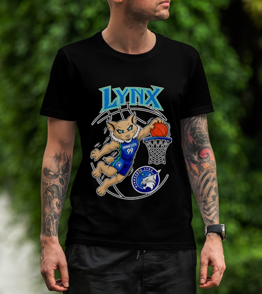 Minnesota Lynx 99 Cartoon Dunking Basketball Player T-Shirt