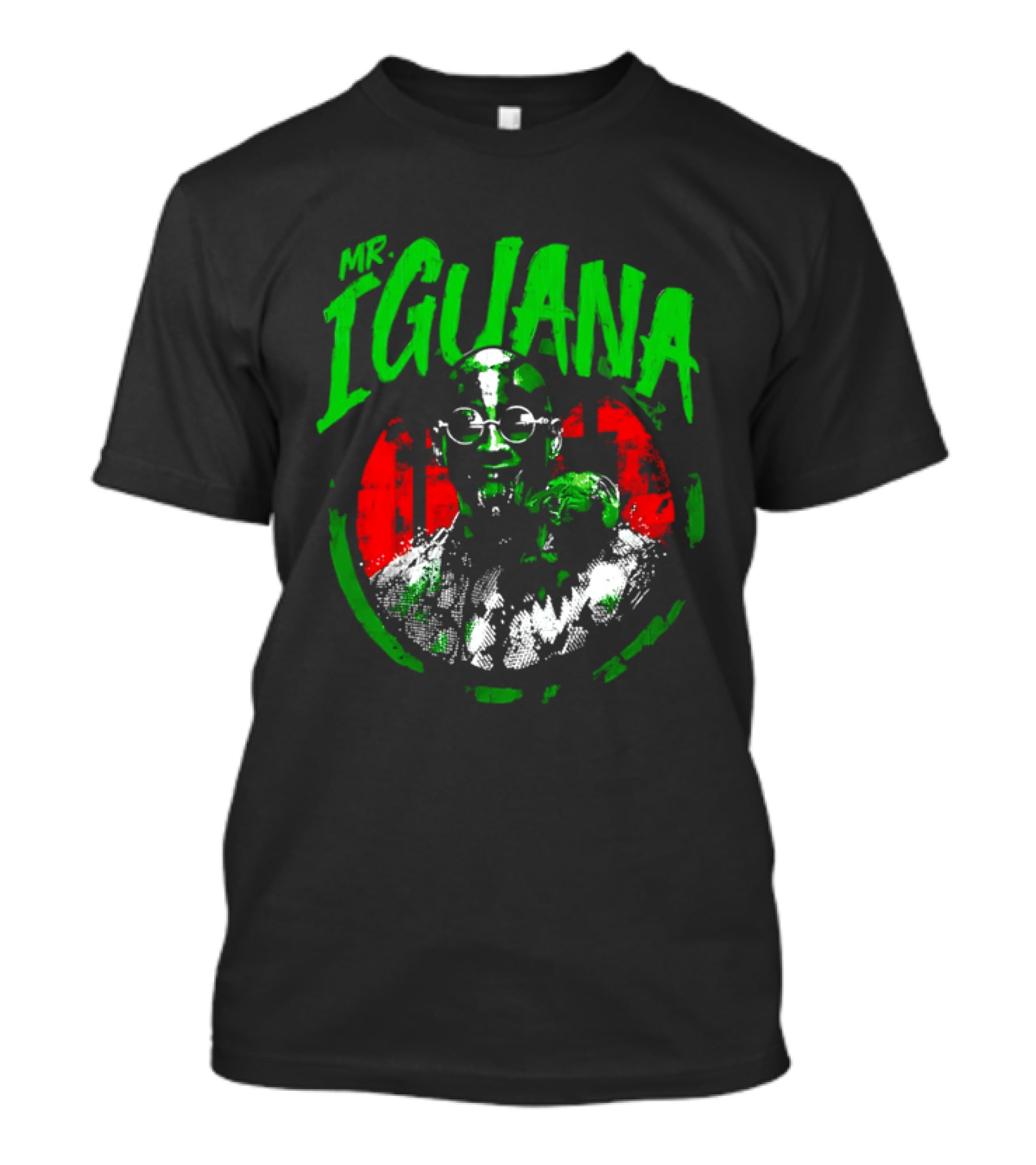 Mr Iguana Man Round Sunglasses Lizard Red Distressed Bootleg T-Shirt