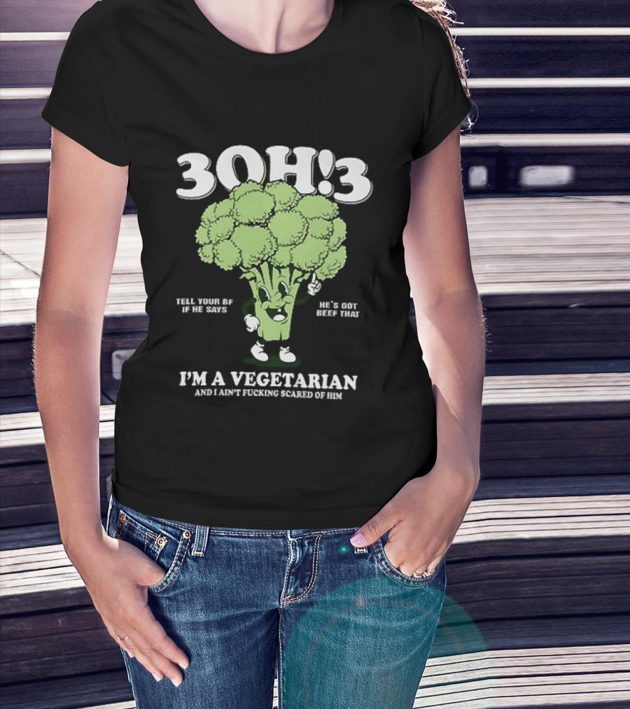 3Oh!3 I'm A Vegetarian Kill Yourself And I Ain't Scared Of Him Broccoli Cartoon T-Shirt