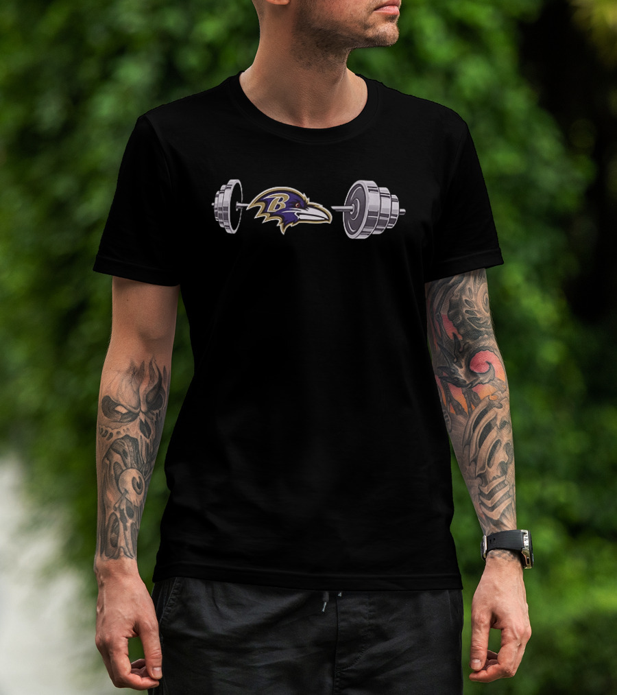 Baltimore Ravens Barbell 2026 NFL Fan Workout Gear T-Shirt