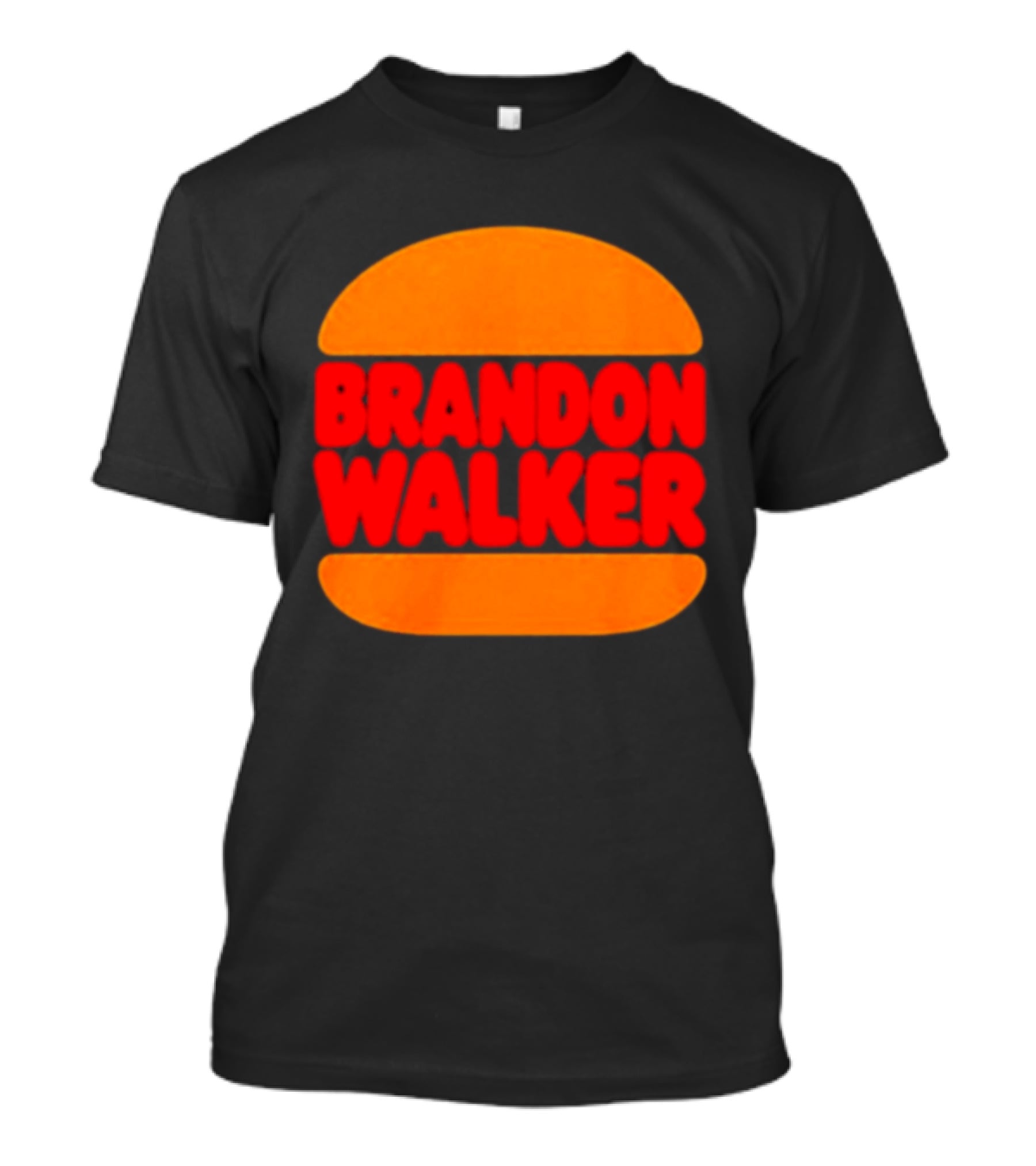 Brandon Walker Hamburger Bold Red Text Inside Orange Bun T-Shirt