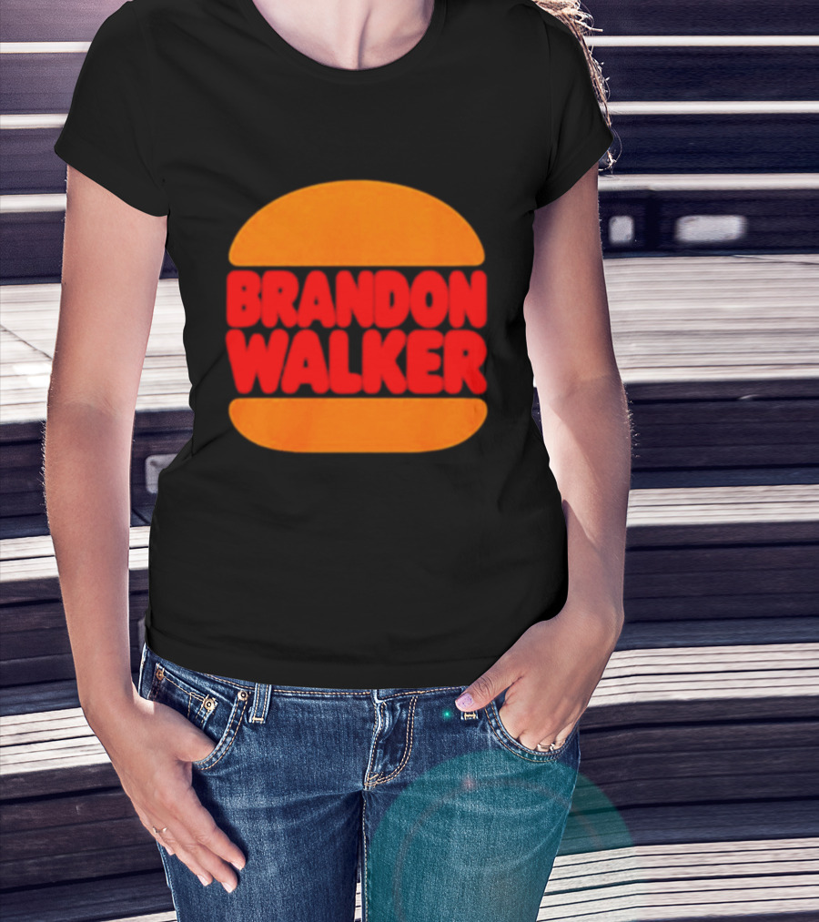 Brandon Walker Hamburger Bold Red Text Inside Orange Bun T-Shirt