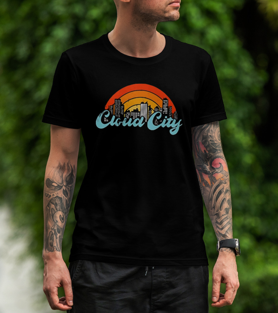 Cloud City Ganja White Night Skyline Retro Vibes T-Shirt