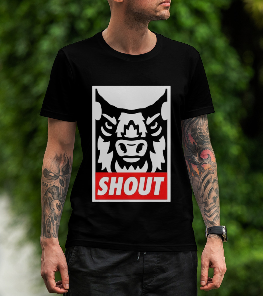 Shout Buffalo Bison Stylized Face T-Shirt