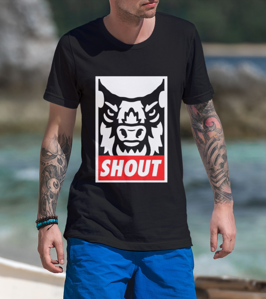 Shout Buffalo Bison Stylized Face T-Shirt