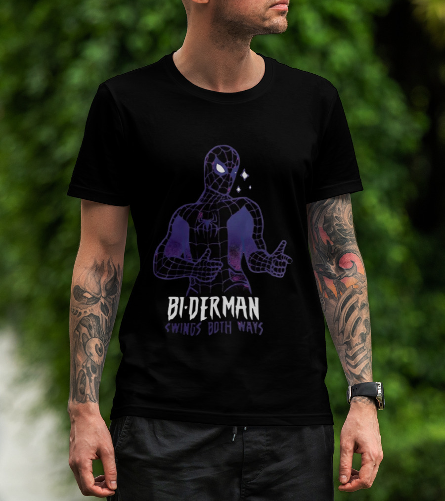 Bi Derman Swings Both Ways Spider Man T-Shirt