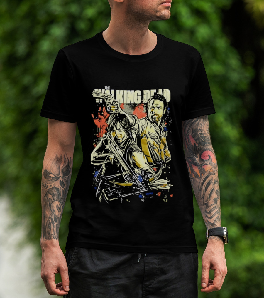 The Walking Dead Rick Grimes Daryl Dixon Crossbow T-Shirt