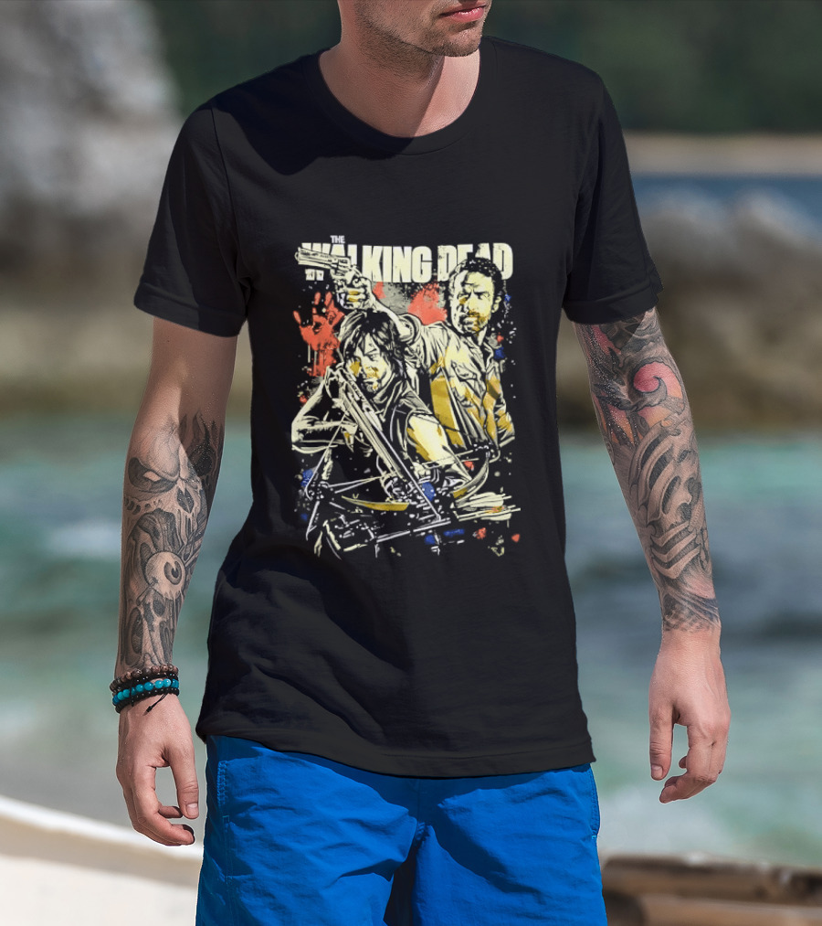 The Walking Dead Rick Grimes Daryl Dixon Crossbow T-Shirt