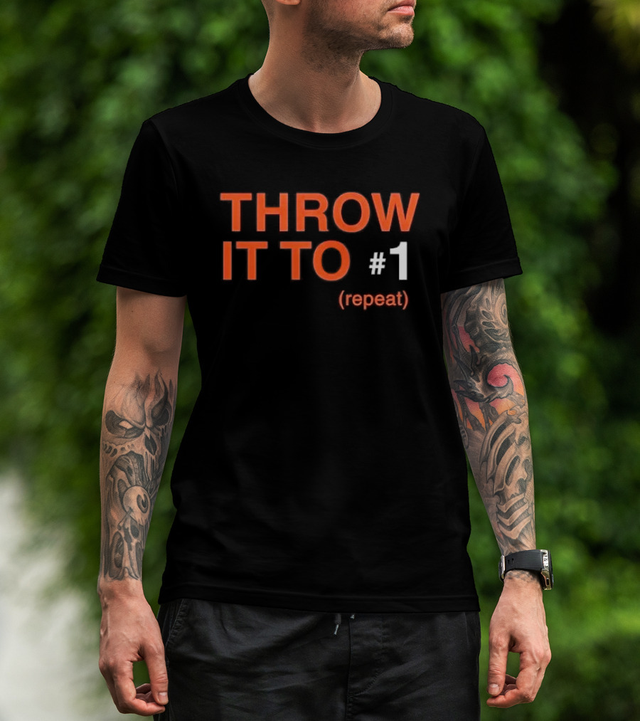 Throw It To Number 1 Repeat Orange White Black T-Shirt