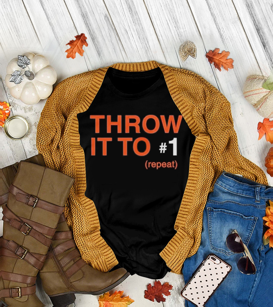 Throw It To Number 1 Repeat Orange White Black T-Shirt