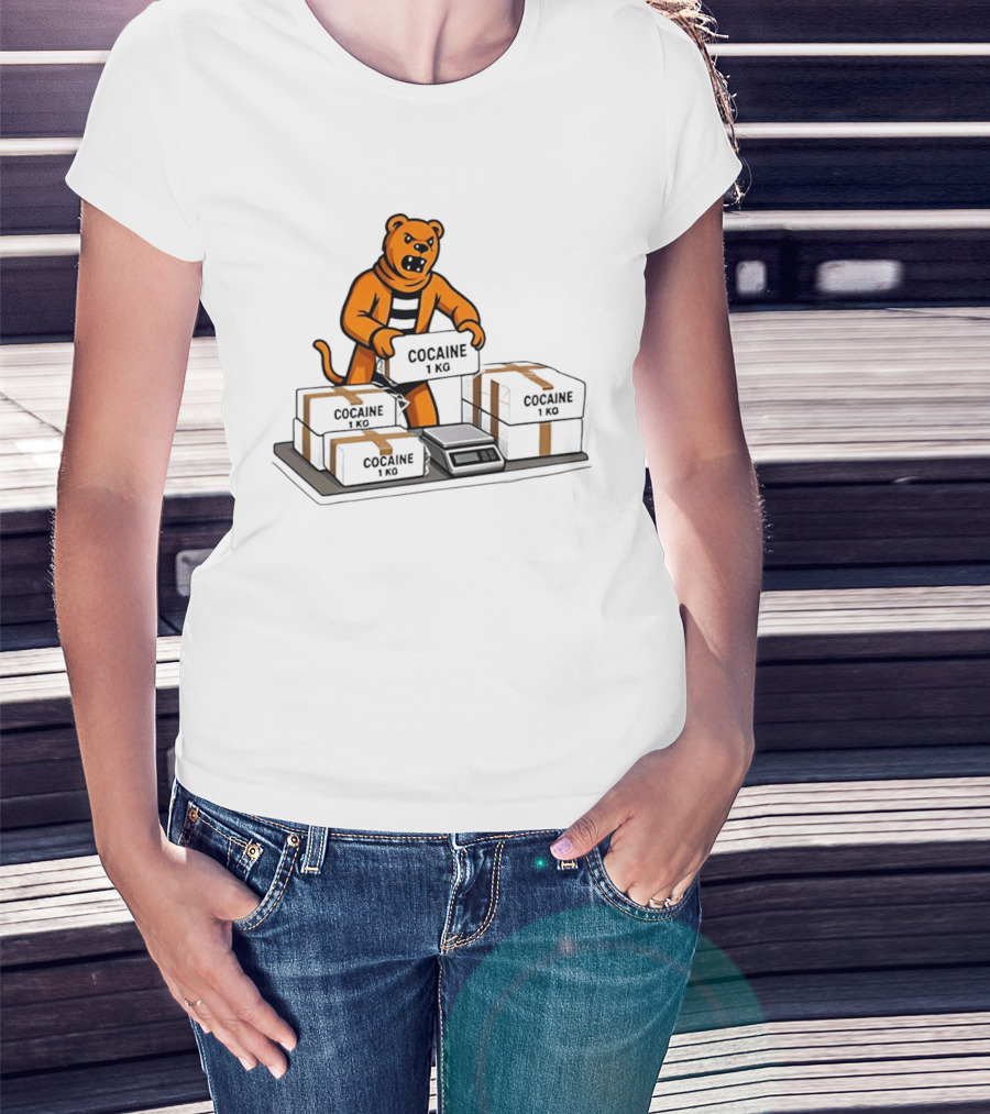 Cocaine 1 Kg Cartoon Orange Tiger Packages Scale T-Shirt