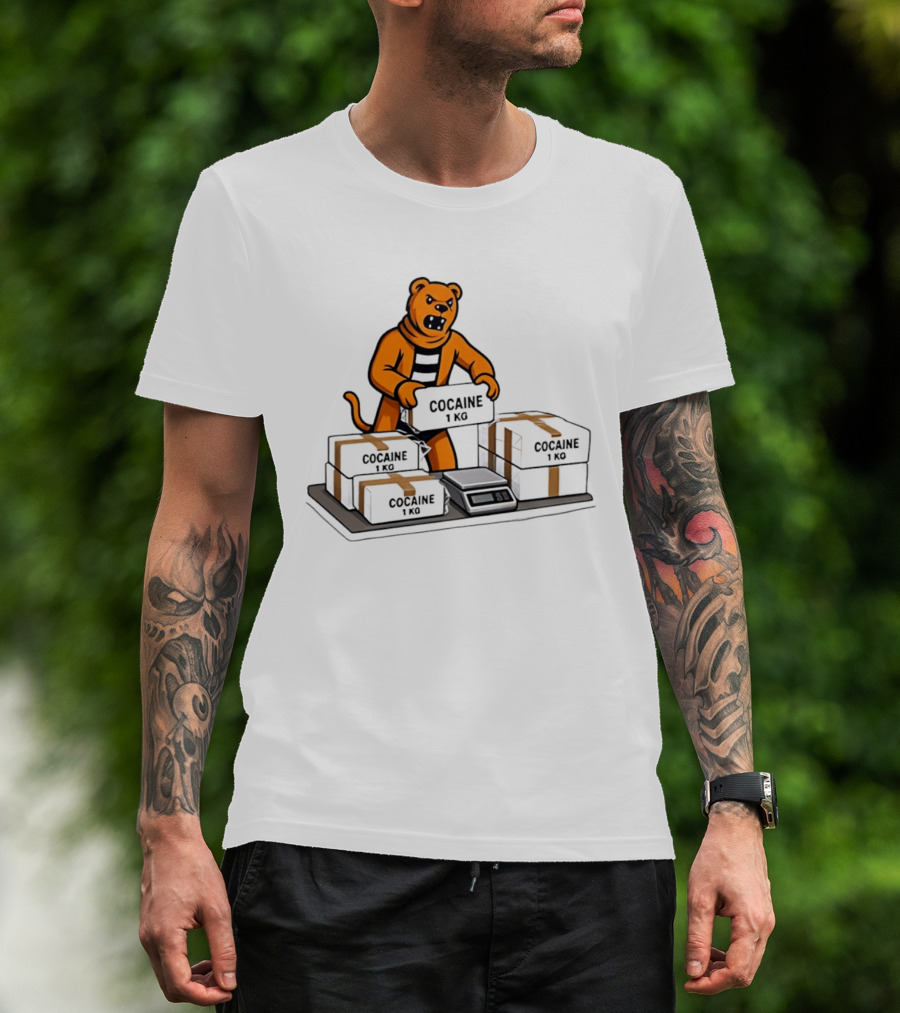 Cocaine 1 Kg Cartoon Orange Tiger Packages Scale T-Shirt