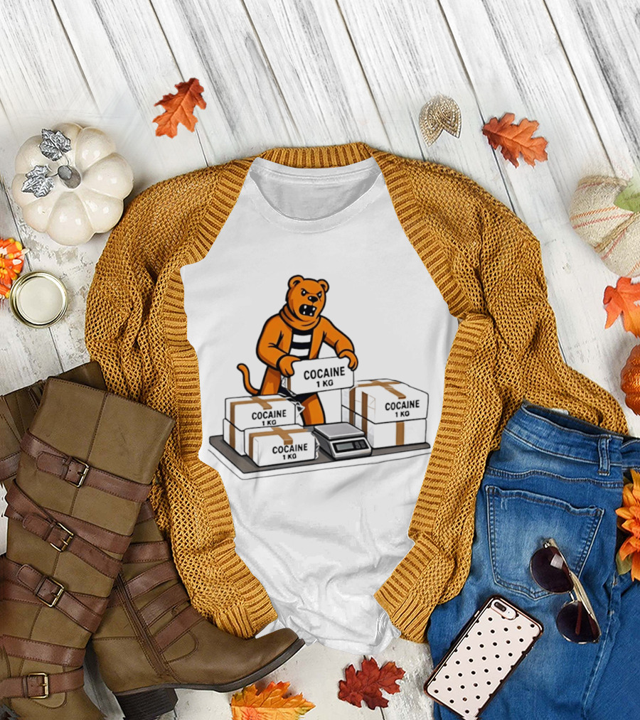 Cocaine 1 Kg Cartoon Orange Tiger Packages Scale T-Shirt