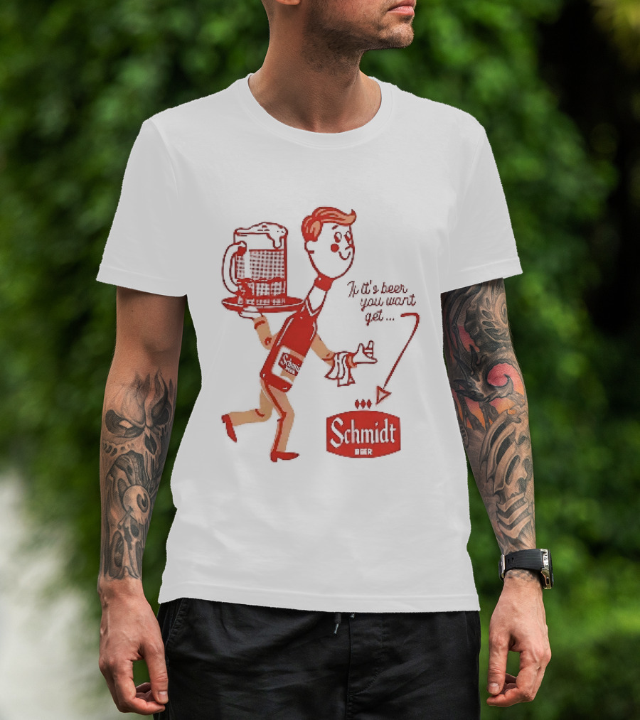 Schmidt Beer Retro Cartoon Character With T-Shirt