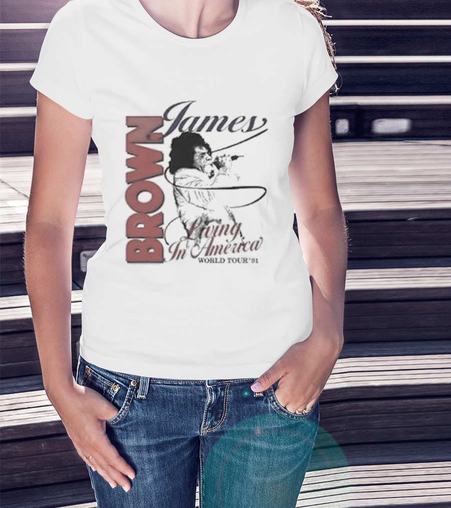 James Brown Living In America World Tour 1980s Retro Music Legend T-Shirt