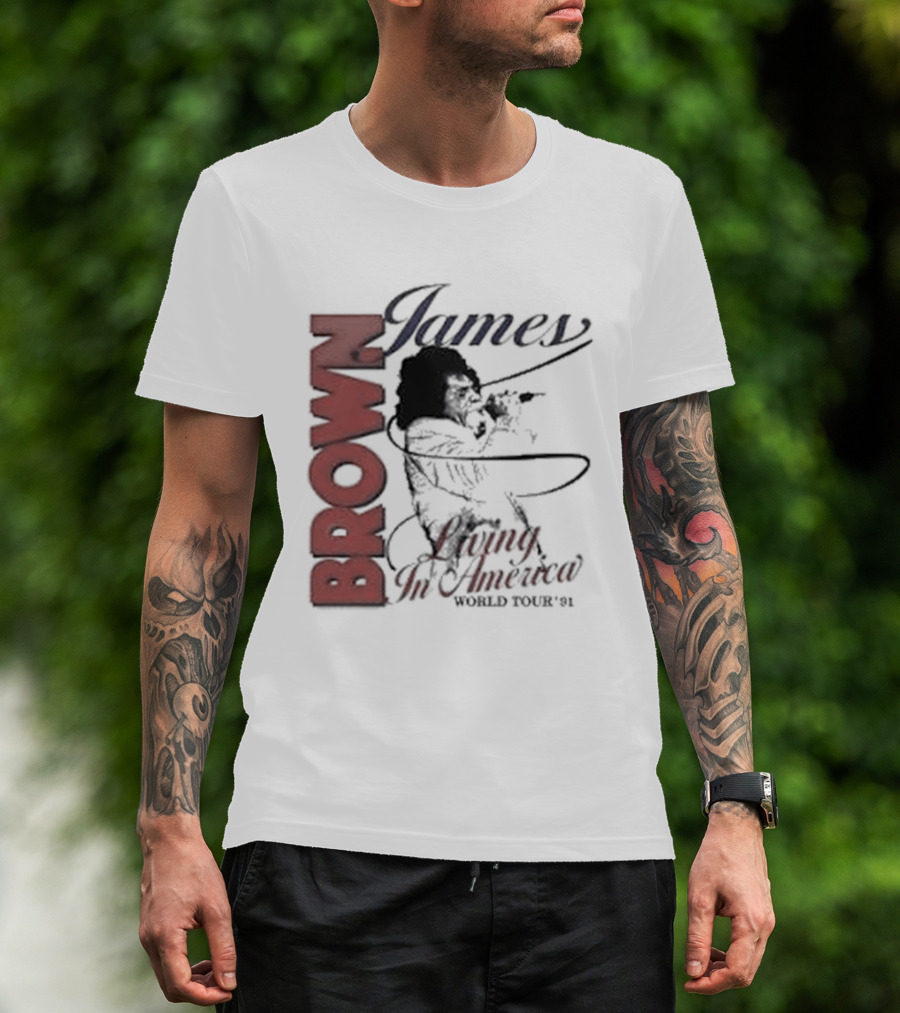 James Brown Living In America World Tour 1980s Retro Music Legend T-Shirt