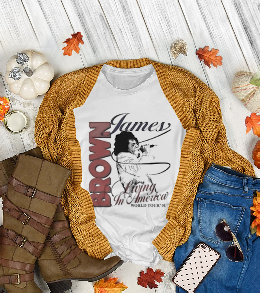 James Brown Living In America World Tour 1980s Retro Music Legend T-Shirt