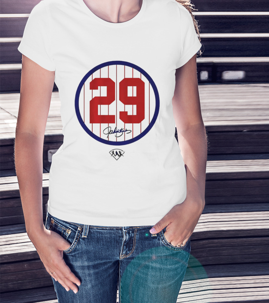 John Kruk 29 Red Pinstripe Circle Patch Baseball Diamond T-Shirt