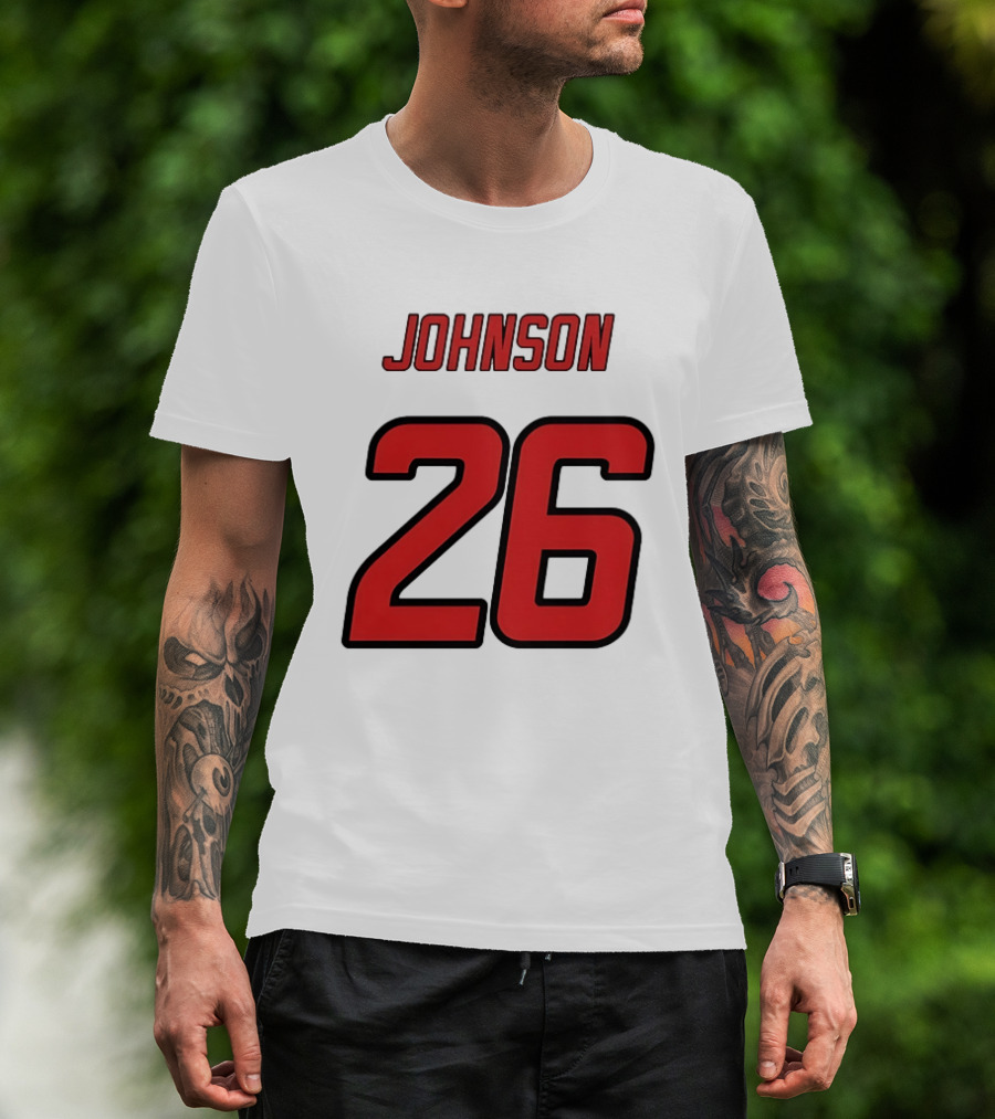 Johnson 26 Red Athletic Jersey Number Sports T-Shirt