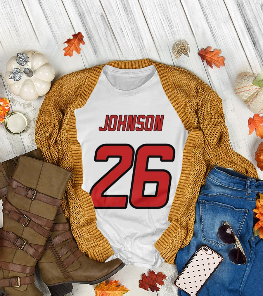 Johnson 26 Red Athletic Jersey Number Sports T-Shirt