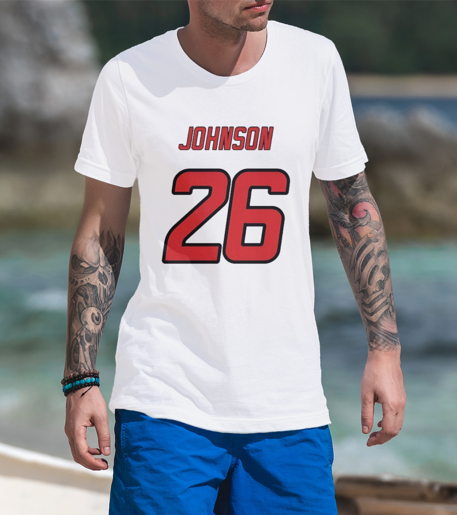 Johnson 26 Red Athletic Jersey Number Sports T-Shirt