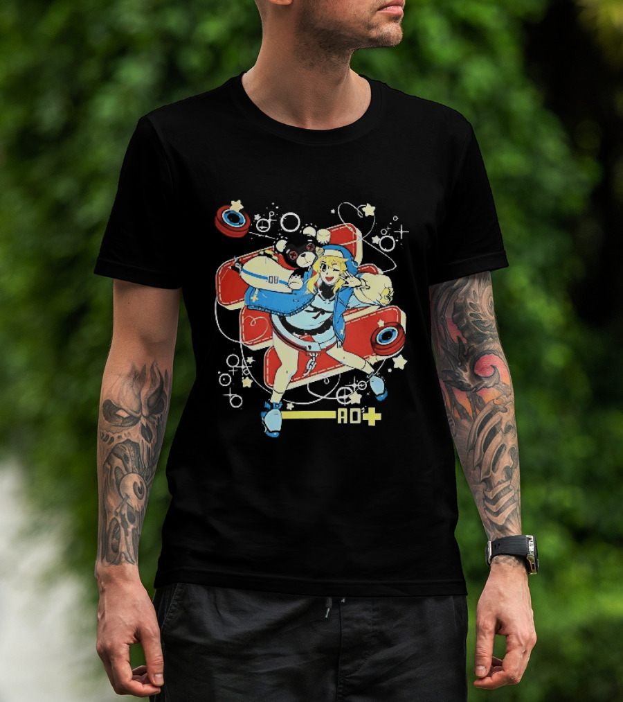 Ao2 Plus Anime Girl And Black Bear With Yoyo And Playful T-Shirt