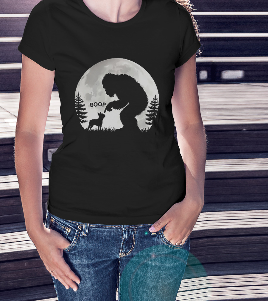 Bigfoot Boop Moonlight Boston Terrier T-Shirt
